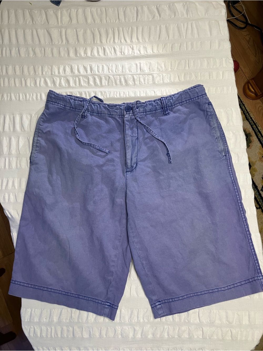 Kenneth Cole New York Blue Linen-Cotton Blend Men’s Shorts